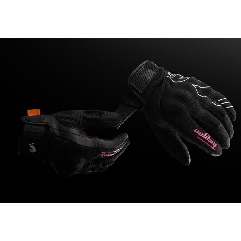 Ženske moto rukavice Furygan Jet Neon D3O® Evo crno-bijelo-roza