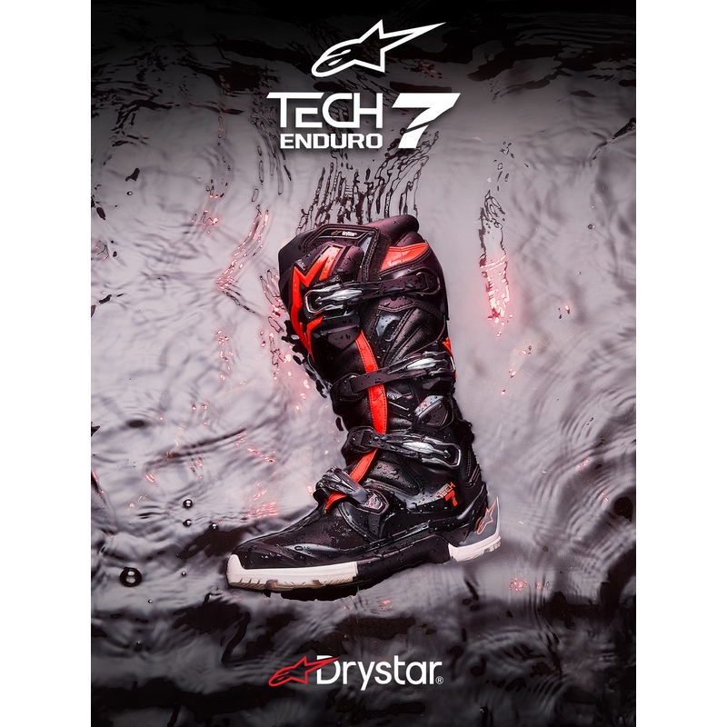 Alpinestars TECH 7 Enduro Drystar motociklističke čizme crno-fluo crveno-bijele