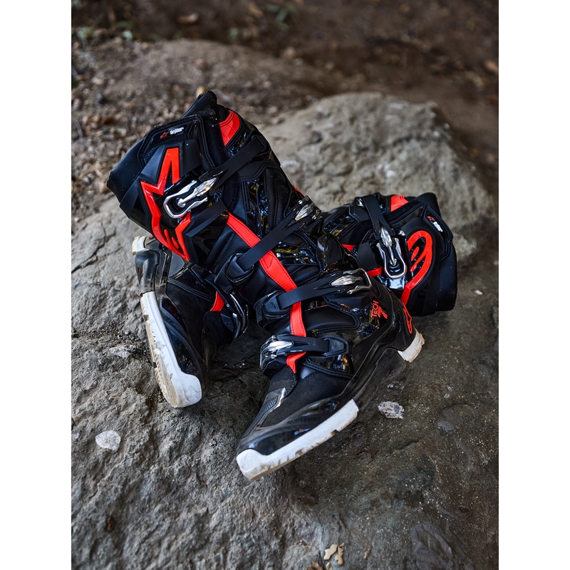 Alpinestars TECH 7 Enduro Drystar motociklističke čizme crno-fluo crveno-bijele