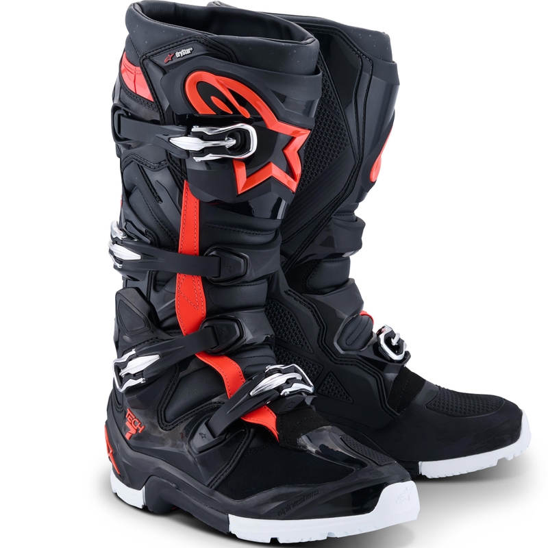 Alpinestars TECH 7 Enduro Drystar motociklističke čizme crno-fluo crveno-bijele