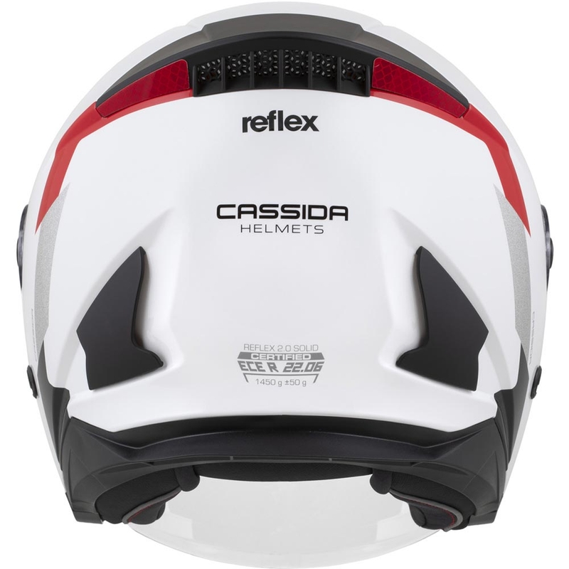 Cassida Reflex 2.0 Zaštitna kaciga za motocikl otvorenog tipa, bijelo-crveno-sivo-reflektirajuća srebrna