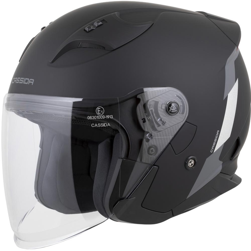 Cassida Reflex 2.0 zaštitna kaciga za motocikl otvorenog tipa, mat crno-sivo-reflektirajuća srebrna
