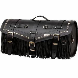 Kožna torba za motocikl s bravom, zakovicama i resama RSA K183 crna