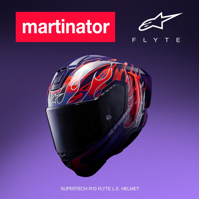 Alpinestars Supertech R-10 Flyte full-face motociklistička kaciga Jorge Martin ljubičasto-crvena