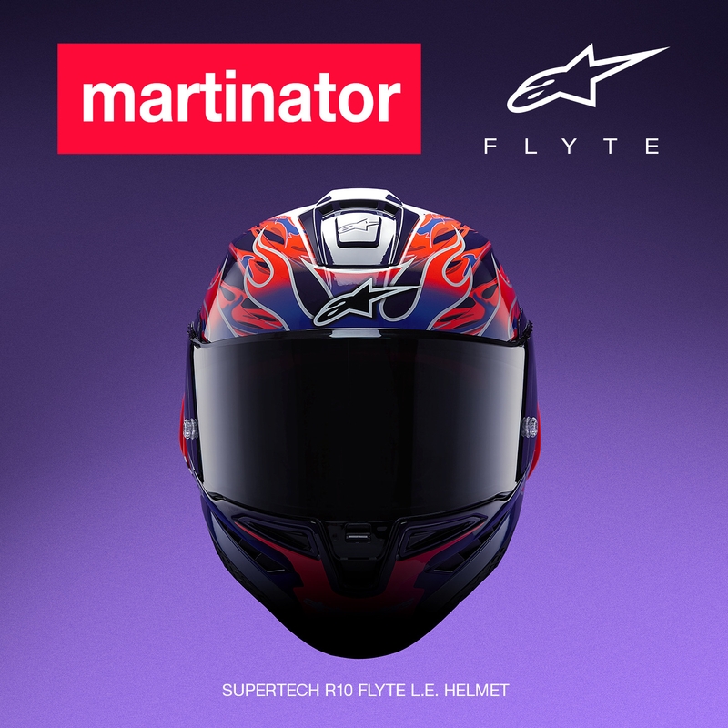 Alpinestars Supertech R-10 Flyte full-face motociklistička kaciga Jorge Martin ljubičasto-crvena