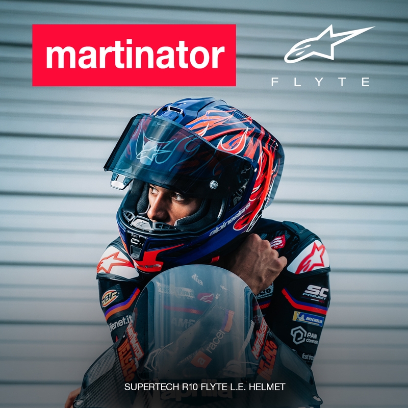 Alpinestars Supertech R-10 Flyte full-face motociklistička kaciga Jorge Martin ljubičasto-crvena