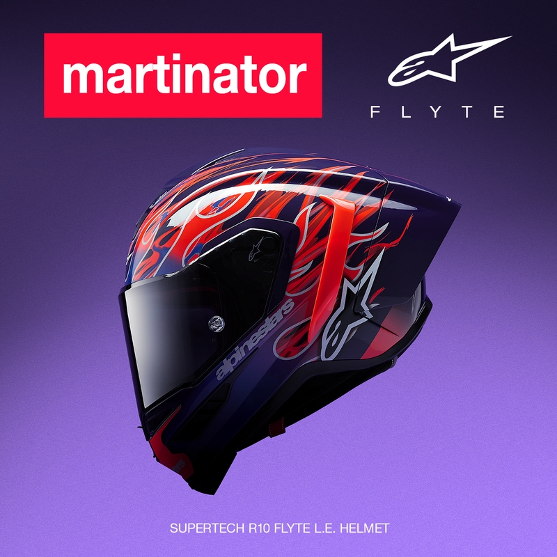Alpinestars Supertech R-10 Flyte full-face motociklistička kaciga Jorge Martin ljubičasto-crvena