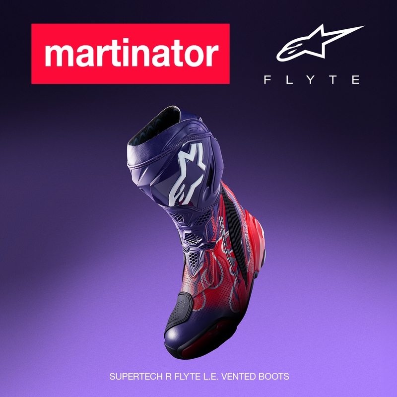 Alpinestars Supertech R Vented Flyte motociklističke čizme ograničeno izdanje Jorge Martin ljubičasto-crveno-crne