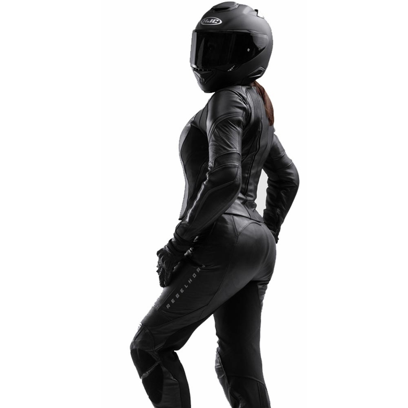 Ženska kožna motociklistička jakna Rebelhorn Diva ST crna