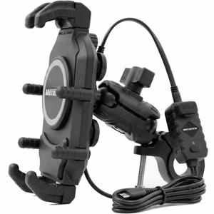 Držač za telefon s antivibracijskim efektom, bežičnim punjačem i USB-C utičnicom MotoZem M26-C1 crni