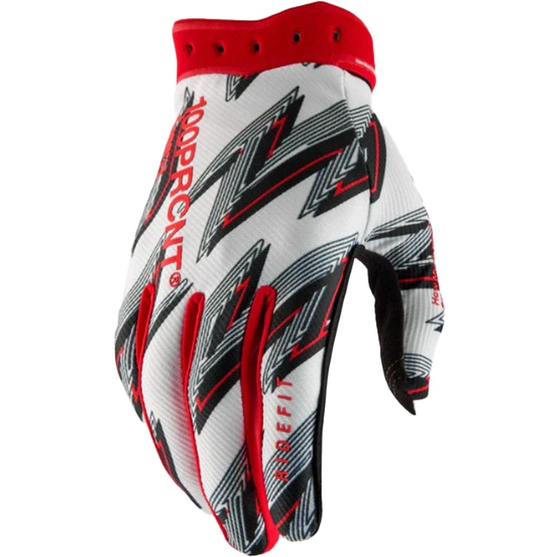 Motokros rukavice 100% Ridefit bijelo-crvene
