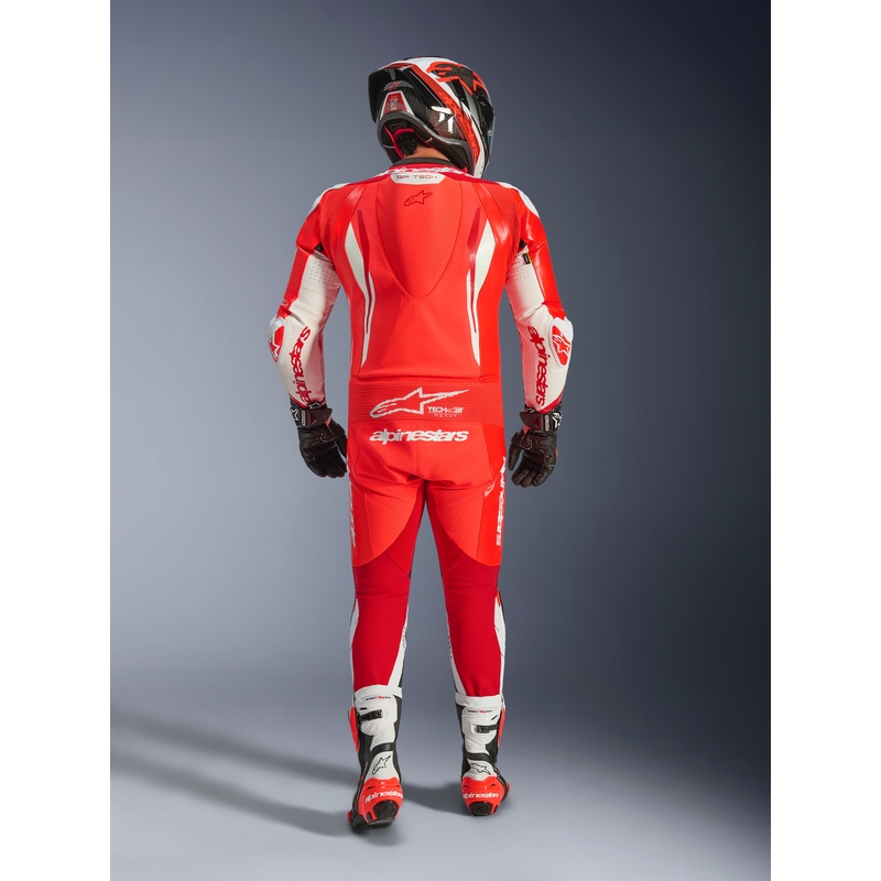 Alpinestars GP TECH V5 jednodijelno motociklističko kožno odijelo fluo crveno-crveno-bijelo