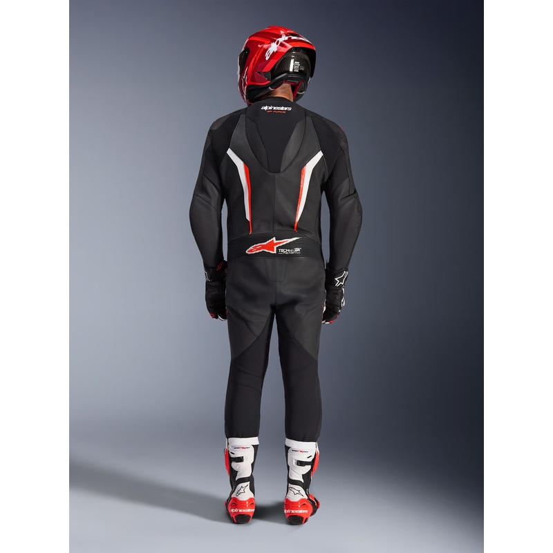 Alpinestars GP FORCE V2 jednodijelno motociklističko odijelo crno-bijelo-fluo crveno