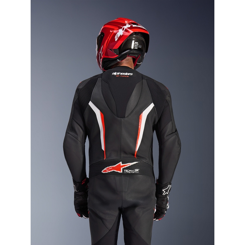Alpinestars GP FORCE V2 jednodijelno motociklističko odijelo crno-bijelo-fluo crveno