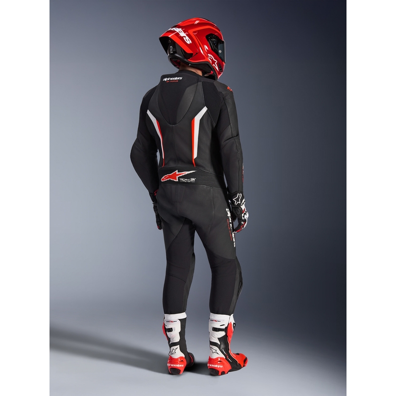 Alpinestars GP FORCE V2 jednodijelno motociklističko odijelo crno-bijelo-fluo crveno