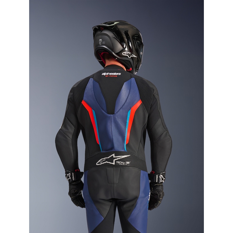 Alpinestars GP FORCE V2 jednodijelno motociklističko odijelo crno-plavo-fluo crveno