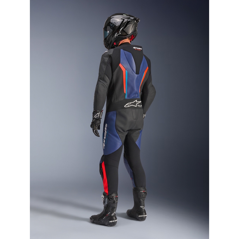 Alpinestars GP FORCE V2 jednodijelno motociklističko odijelo crno-plavo-fluo crveno