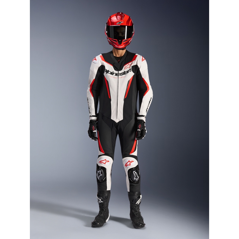 Alpinestars GP FORCE V2 jednodijelno motociklističko odijelo bijelo-crno-fluo crveno