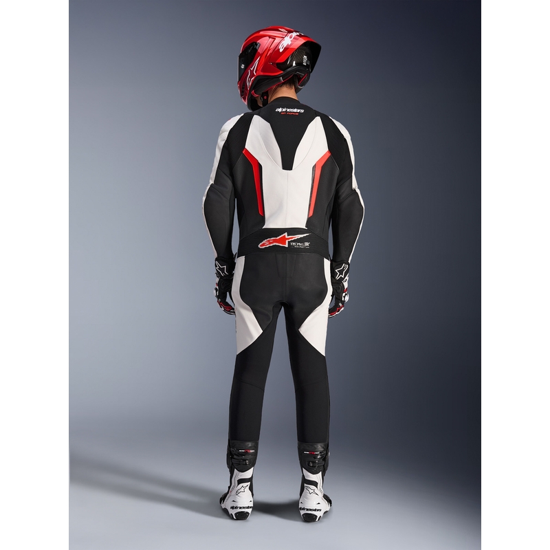 Alpinestars GP FORCE V2 jednodijelno motociklističko odijelo bijelo-crno-fluo crveno