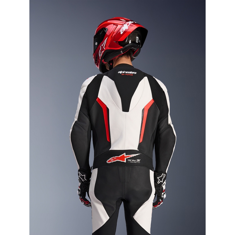 Alpinestars GP FORCE V2 jednodijelno motociklističko odijelo bijelo-crno-fluo crveno