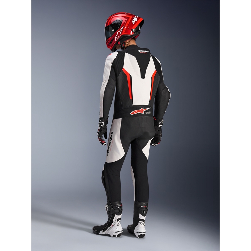 Alpinestars GP FORCE V2 jednodijelno motociklističko odijelo bijelo-crno-fluo crveno