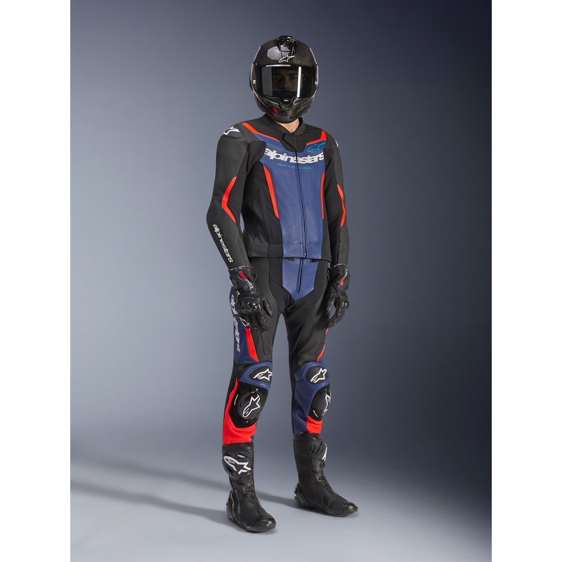 Alpinestars GP Force V2 dvodijelno motociklističko odijelo crno-plavo-fluo crveno
