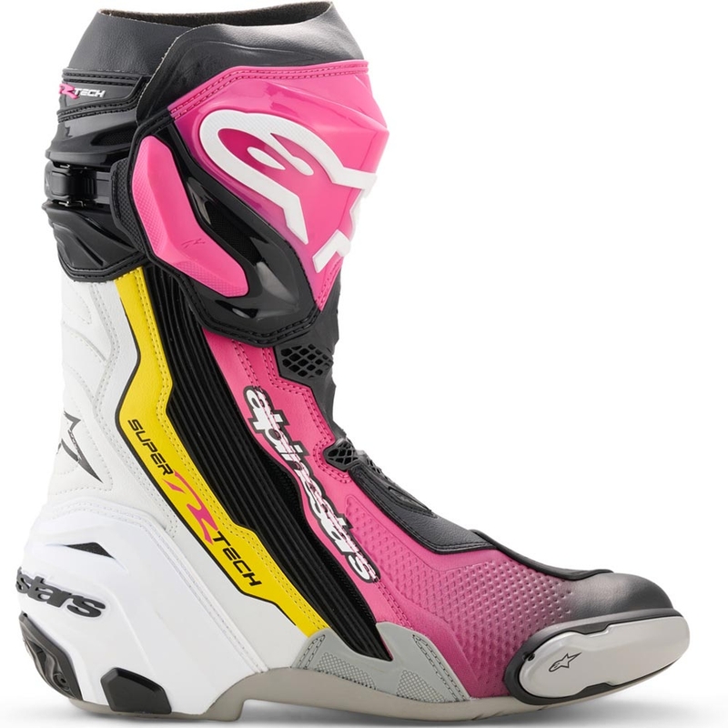 Alpinestars Supertech R motociklističke čizme crno-bijelo-ružičasto-žuto