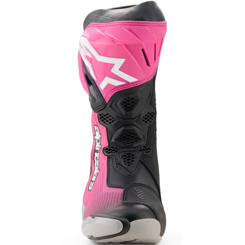 Alpinestars Supertech R motociklističke čizme crno-bijelo-ružičasto-žuto