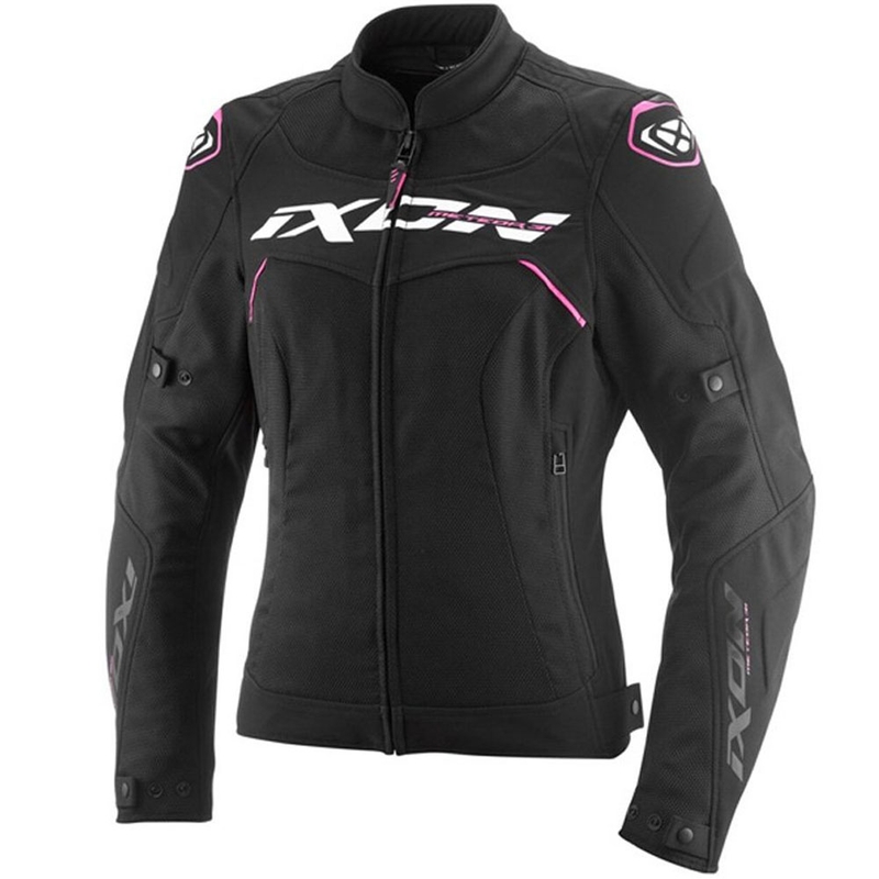 Ženska motociklistička jakna IXON Meteor 31 Lady crno-bijelo-roza