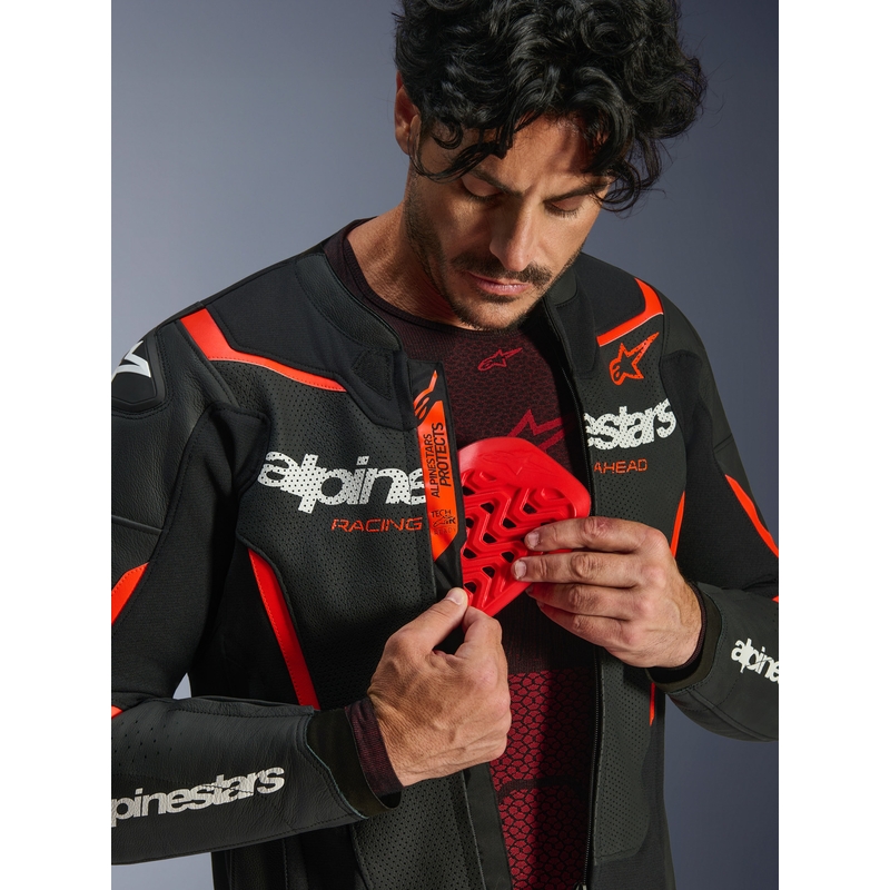 Alpinestars GP Force V2 Airflow kožna motociklistička jakna crno-fluo crveno-bijela