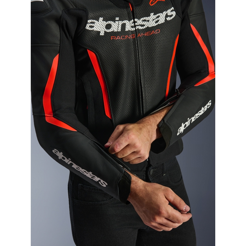 Alpinestars GP Force V2 Airflow kožna motociklistička jakna crno-fluo crveno-bijela