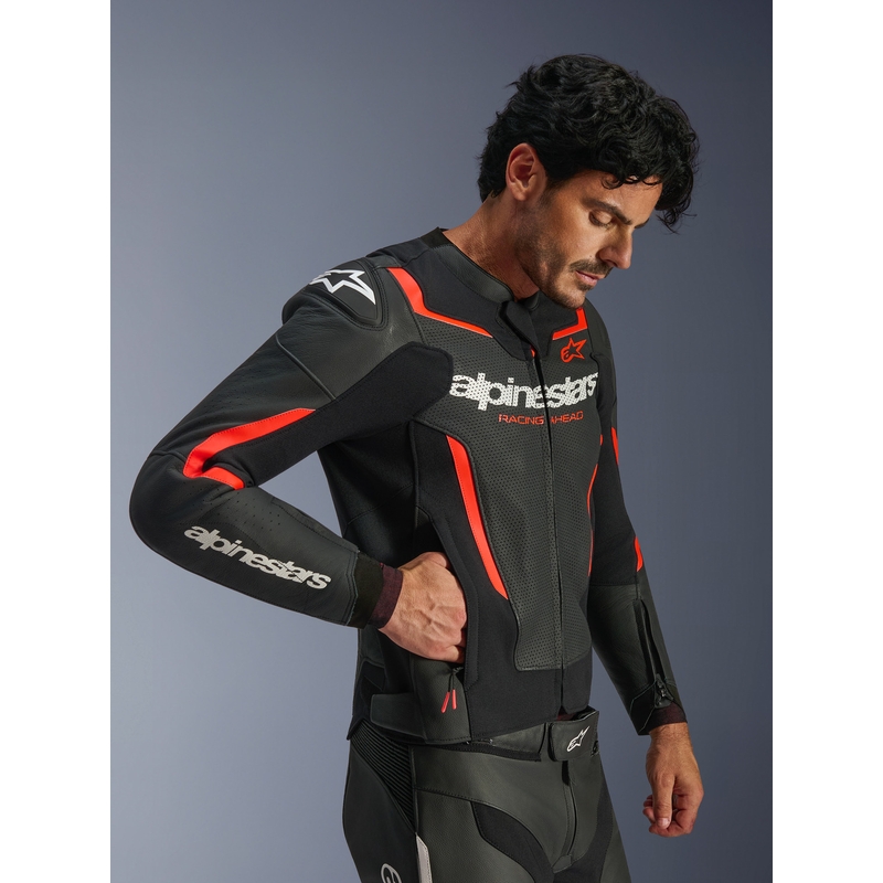 Alpinestars GP Force V2 Airflow kožna motociklistička jakna crno-fluo crveno-bijela