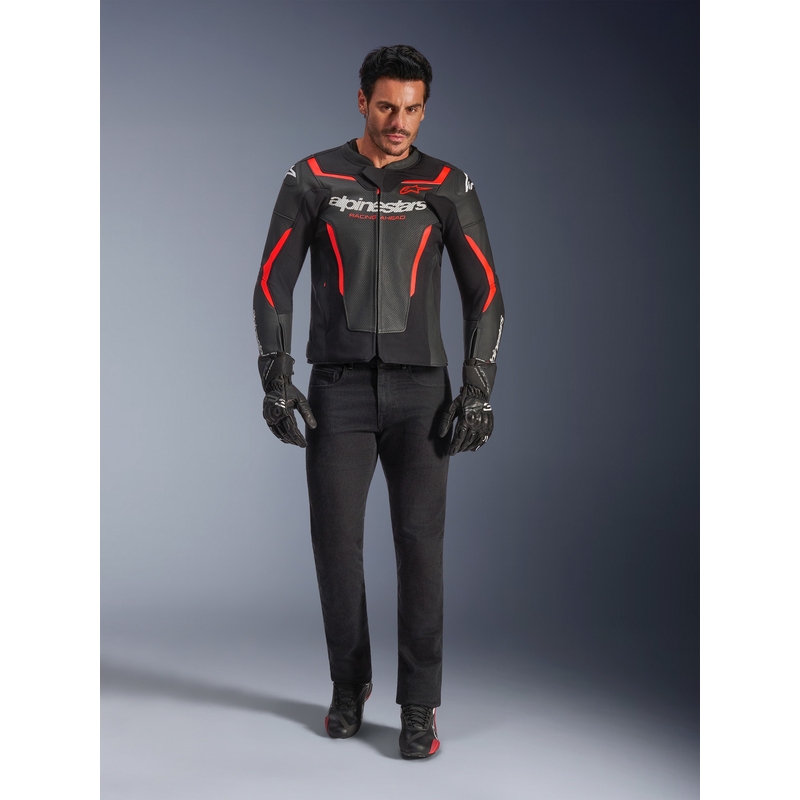 Alpinestars GP Force V2 Airflow kožna motociklistička jakna crno-fluo crveno-bijela