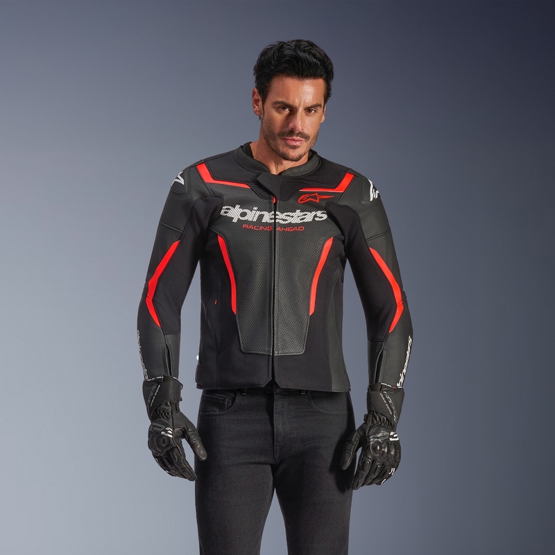 Alpinestars GP Force V2 Airflow kožna motociklistička jakna crno-fluo crveno-bijela