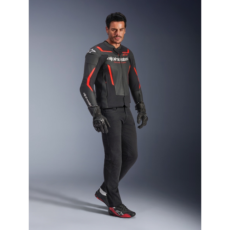 Alpinestars GP Force V2 Airflow kožna motociklistička jakna crno-fluo crveno-bijela