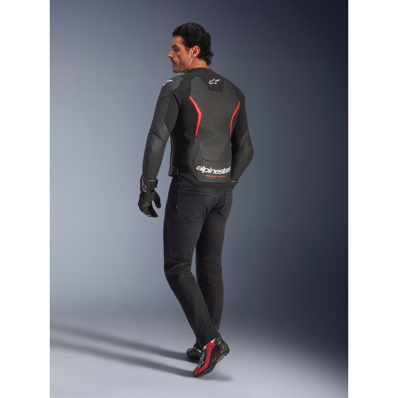 Alpinestars GP Force V2 Airflow kožna motociklistička jakna crno-fluo crveno-bijela
