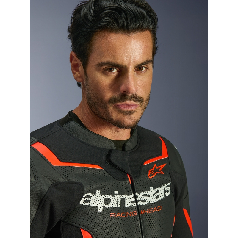 Alpinestars GP Force V2 Airflow kožna motociklistička jakna crno-fluo crveno-bijela