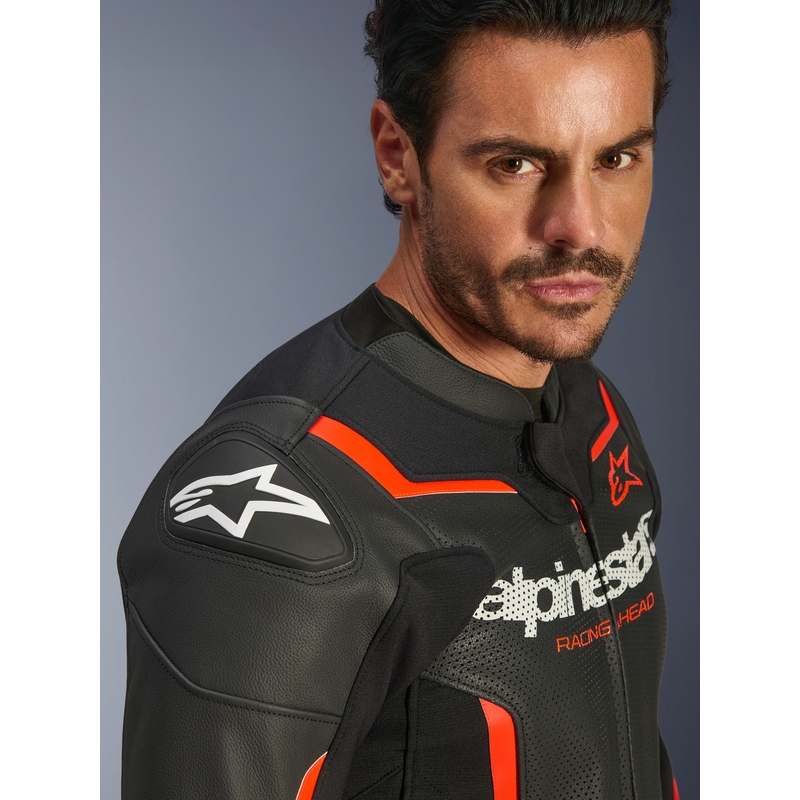 Alpinestars GP Force V2 Airflow kožna motociklistička jakna crno-fluo crveno-bijela