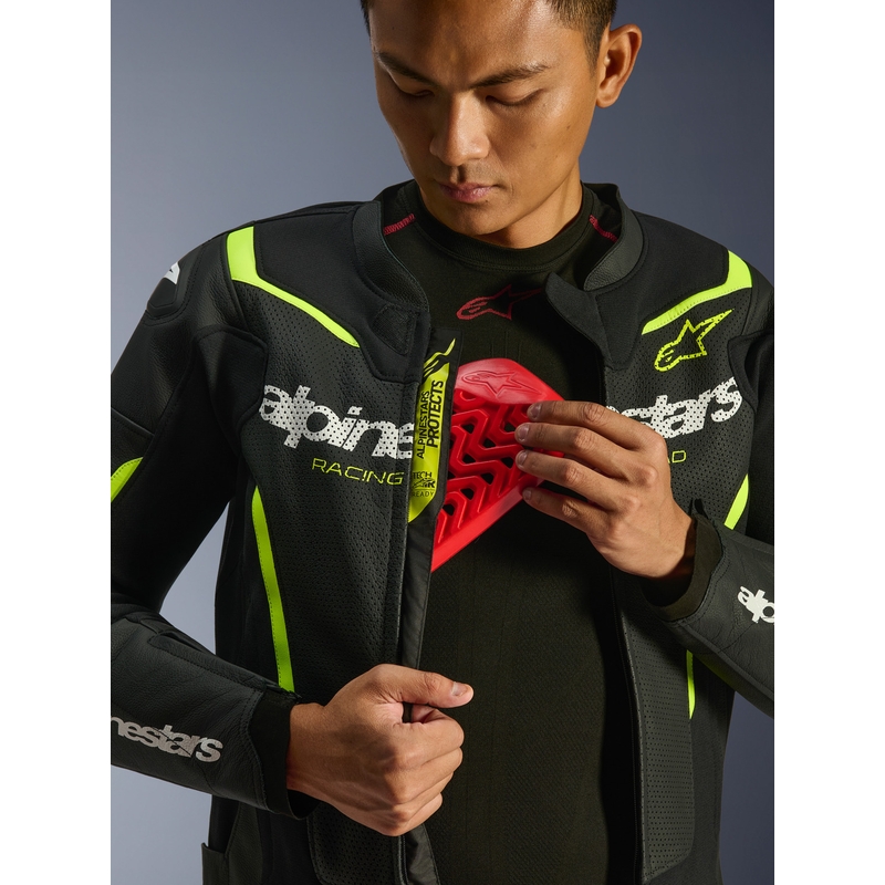 Alpinestars GP Force V2 Airflow kožna motociklistička jakna crno-fluo žuta