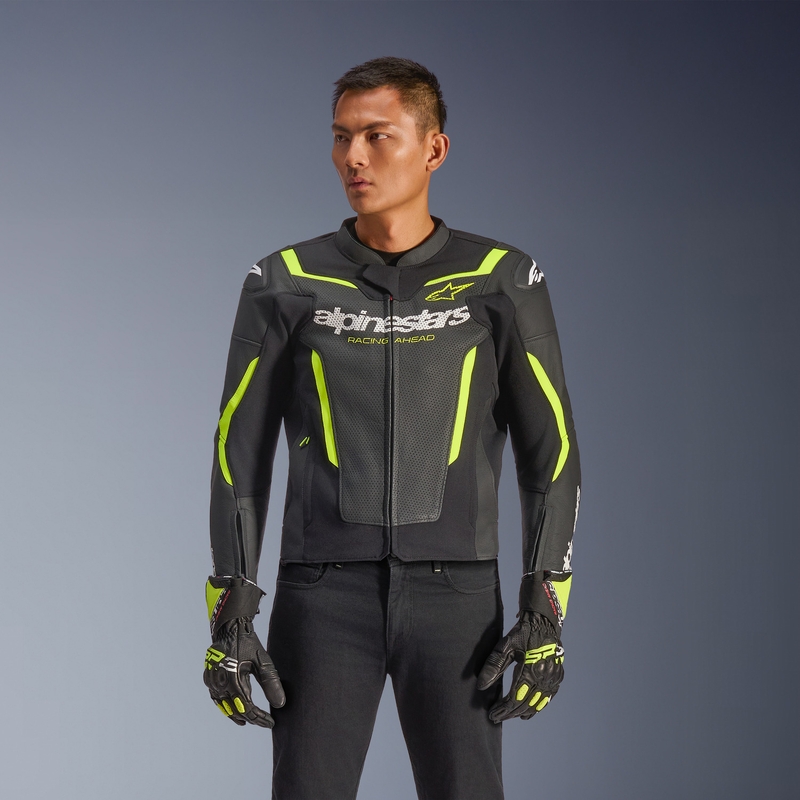 Alpinestars GP Force V2 Airflow kožna motociklistička jakna crno-fluo žuta