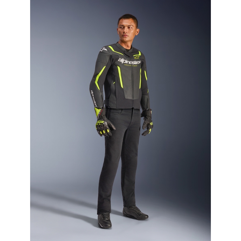 Alpinestars GP Force V2 Airflow kožna motociklistička jakna crno-fluo žuta