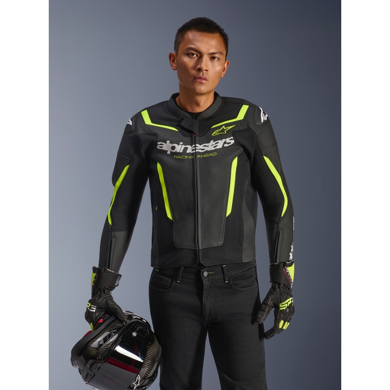 Alpinestars GP Force V2 Airflow kožna motociklistička jakna crno-fluo žuta
