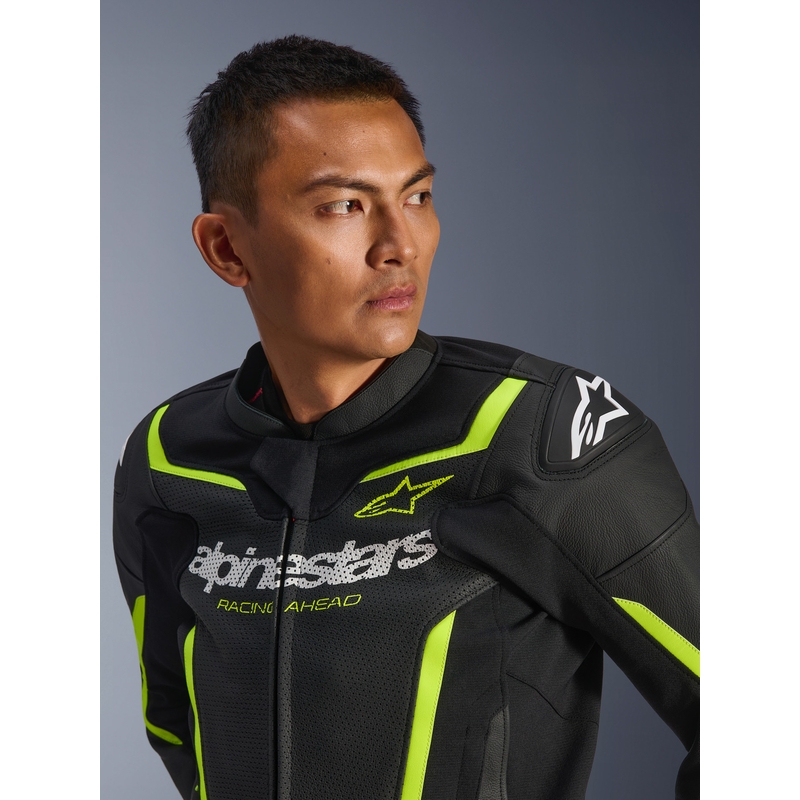 Alpinestars GP Force V2 Airflow kožna motociklistička jakna crno-fluo žuta