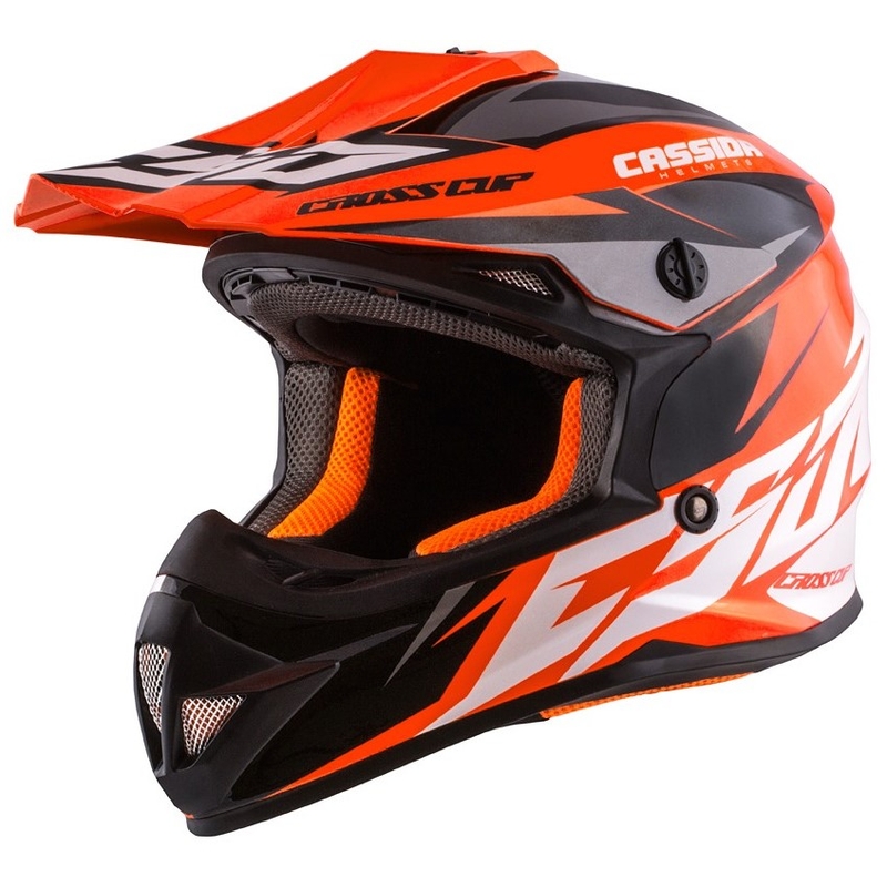 Dječja kaciga za motocross Cassida Cross Cup Two crno-bijela-fluo narančasta