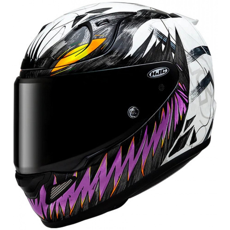 Integralna motociklistička kaciga HJC RPHA 12 Anti Venom 2 Marvel MC8 crno-bijelo-ljubičasta