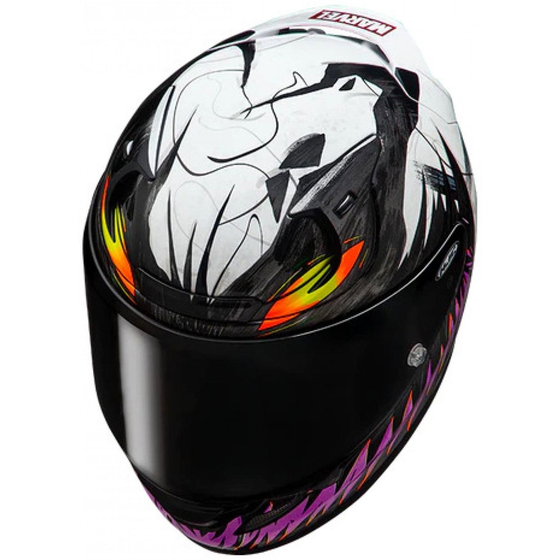 Integralna motociklistička kaciga HJC RPHA 12 Anti Venom 2 Marvel MC8 crno-bijelo-ljubičasta
