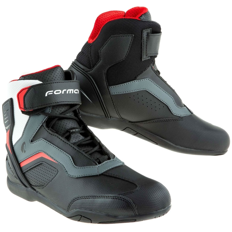 Motorističke čizme Forma Stinger EVO Flow crno-crveno-bijelo-sive