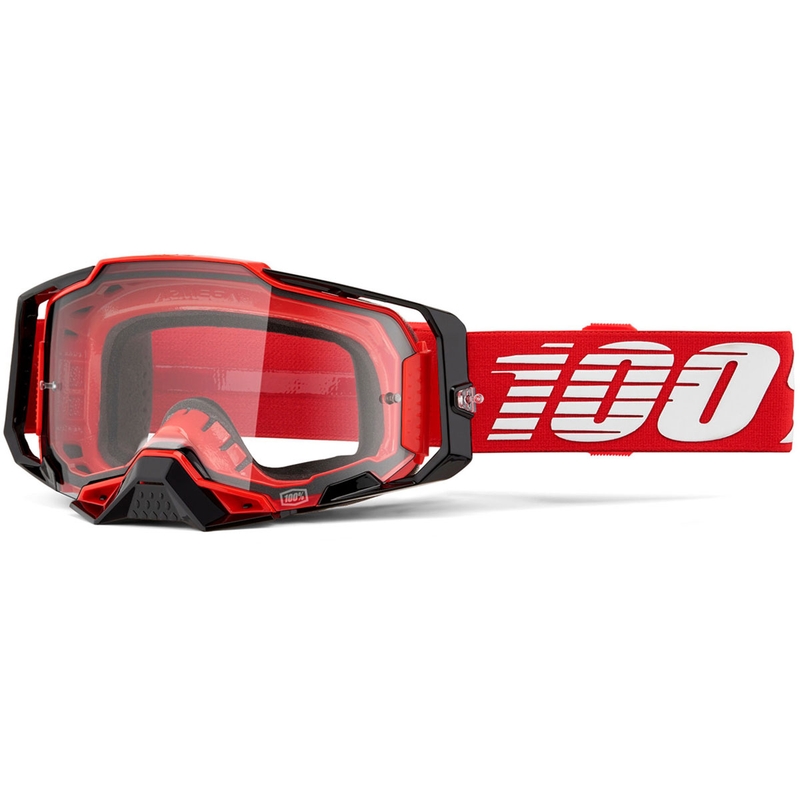 100% Armega crvene motokros naočale s prozirnim pleksiglasom