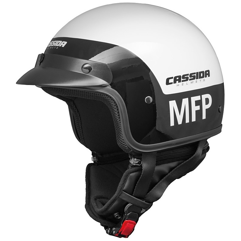 Otvorena motociklistička kaciga Cassida Police MFP crno-bijela