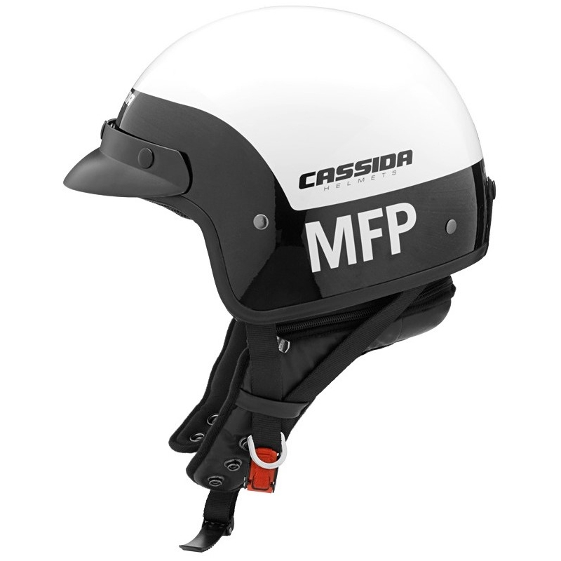Otvorena motociklistička kaciga Cassida Police MFP crno-bijela